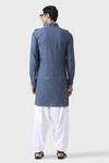 Shop_Raghavendra Rathore Jodhpur_Blue Cotton Regal Straight Kurta _at_Aza_Fashions