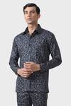 Raghavendra Rathore Jodhpur_Black Cotton Satin Print Abstract Chic Unwind In Style Night Suit _Online_at_Aza_Fashions
