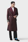 Buy_Raghavendra Rathore Jodhpur_Maroon Silk Plain Robe Jacket _at_Aza_Fashions