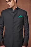 Raghavendra Rathore Jodhpur_Black Wool Plain Elite Elegance Textured Achkan _Online_at_Aza_Fashions