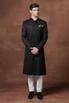 Buy_Raghavendra Rathore Jodhpur_Black Wool Zari Regal Night The Bespoke Achkan _at_Aza_Fashions