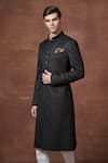 Buy_Raghavendra Rathore Jodhpur_Black Wool Zari Regal Night The Bespoke Achkan _Online_at_Aza_Fashions