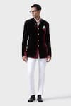 Buy_Raghavendra Rathore Jodhpur_Maroon Velvet Solid Classic Elegance Handmade Bandhgala Jacket _at_Aza_Fashions