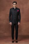 Buy_Raghavendra Rathore Jodhpur_Black Wool Plain The Royal Grandeur Bandhgala Jacket _at_Aza_Fashions