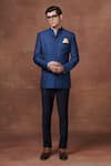 Buy_Raghavendra Rathore Jodhpur_Blue Wool The Regal Radiance Bandhgala Jacket _at_Aza_Fashions