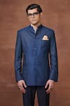 Raghavendra Rathore Jodhpur_Blue Wool The Regal Radiance Bandhgala Jacket _Online_at_Aza_Fashions