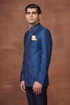 Buy_Raghavendra Rathore Jodhpur_Blue Wool The Regal Radiance Bandhgala Jacket _Online_at_Aza_Fashions