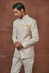 Buy_Raghavendra Rathore Jodhpur_Off White Jacquard Woven Floral Elite Elegance Bandhgala _Online_at_Aza_Fashions