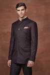 Buy_Raghavendra Rathore Jodhpur_Brown Wool Stripe Eminent Elegance Bandhgala _Online_at_Aza_Fashions