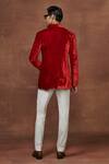 Shop_Raghavendra Rathore Jodhpur_Red Silk Velvet Plain Bandhgala_at_Aza_Fashions