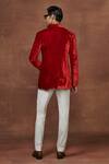 Shop_Raghavendra Rathore Jodhpur_Red Silk Velvet Plain Bandhgala _at_Aza_Fashions