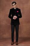 Buy_Raghavendra Rathore Jodhpur_Black Cotton, Velvet Velour Reverie Bandhgala _at_Aza_Fashions