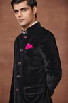 Buy_Raghavendra Rathore Jodhpur_Black Cotton, Velvet Velour Reverie Bandhgala _Online_at_Aza_Fashions