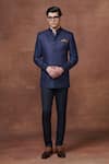 Buy_Raghavendra Rathore Jodhpur_Blue Wool Eternal Elegance Bandhgala _at_Aza_Fashions