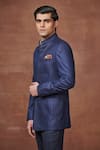 Buy_Raghavendra Rathore Jodhpur_Blue Wool Eternal Elegance Bandhgala _Online_at_Aza_Fashions