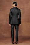 Shop_Raghavendra Rathore Jodhpur_Black Jacquard Woven Floral Sovereign Bandhgala _at_Aza_Fashions