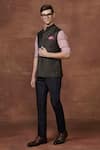 Shop_Raghavendra Rathore Jodhpur_Brown Wool Plain Safari Elegance Waistcoat _Online_at_Aza_Fashions