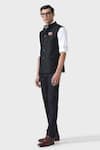 Raghavendra Rathore Jodhpur_Black Wool Timeless Sophistication Waistcoat _Online_at_Aza_Fashions