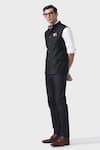 Shop_Raghavendra Rathore Jodhpur_Black Wool Timeless Sophistication Waistcoat _Online_at_Aza_Fashions