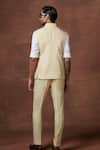 Shop_Raghavendra Rathore Jodhpur_Cream Linen, Wool Embroidery Champagne Reverie Sartorial Waistcoat _at_Aza_Fashions