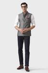 Buy_Raghavendra Rathore Jodhpur_Grey Wool Connoisseurs The Waistcoat _at_Aza_Fashions
