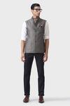Raghavendra Rathore Jodhpur_Grey Wool Connoisseurs The Waistcoat _Online_at_Aza_Fashions
