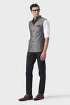 Buy_Raghavendra Rathore Jodhpur_Grey Wool Connoisseurs The Waistcoat _Online_at_Aza_Fashions