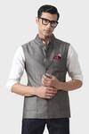 Shop_Raghavendra Rathore Jodhpur_Grey Wool Connoisseurs The Waistcoat _Online_at_Aza_Fashions