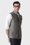 Raghavendra Rathore Jodhpur_Grey Wool Connoisseurs The Waistcoat _at_Aza_Fashions