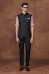 Raghavendra Rathore Jodhpur_Grey Wool Plain The Safari Sojourn Waistcoat _Online_at_Aza_Fashions