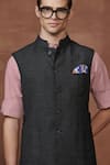 Buy_Raghavendra Rathore Jodhpur_Grey Wool Plain The Safari Sojourn Waistcoat _Online_at_Aza_Fashions