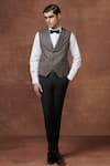 Raghavendra Rathore Jodhpur_Grey Wool Plain Serenade V-shaped Dinner Waistcoat _Online_at_Aza_Fashions