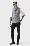Buy_Raghavendra Rathore Jodhpur_Grey Wool Refined Charm Waistcoat _at_Aza_Fashions