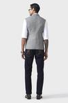 Shop_Raghavendra Rathore Jodhpur_Grey Wool Refined Charm Waistcoat _at_Aza_Fashions