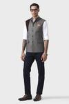 Buy_Raghavendra Rathore Jodhpur_Grey Wool Sartorial Splendour Timeless Waistcoat _at_Aza_Fashions