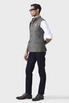 Raghavendra Rathore Jodhpur_Grey Wool Sartorial Splendour Timeless Waistcoat _Online_at_Aza_Fashions