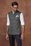 Buy Raghavendra Rathore Jodhpur Grey Wool Noble Noir Waistcoat Online at Aza Fashions Buy_Raghavendra Rathore Jodhpur_Grey Wool Noble Noir Waistcoat _Online_at_Aza_Fashions