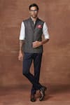 Buy_Raghavendra Rathore Jodhpur_Grey Wool Plain The Astute Charm Waistcoat _at_Aza_Fashions