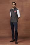 Buy_Raghavendra Rathore Jodhpur_Grey Wool Plain The Astute Charm Waistcoat _Online_at_Aza_Fashions