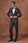 Buy_Raghavendra Rathore Jodhpur_Brown Suiting Plain Radiant Opulence Gabardine Tuxedo Jacket _at_Aza_Fashions