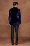 Shop_Raghavendra Rathore Jodhpur_Blue Velvet Plain Majestic Midnight Tuxedo Jacket _at_Aza_Fashions