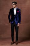 Raghavendra Rathore Jodhpur_Blue Velvet Plain Majestic Midnight Tuxedo Jacket _Online_at_Aza_Fashions