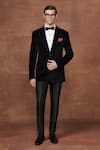 Buy_Raghavendra Rathore Jodhpur_Black Cotton Velvet Plain Opulent Midnight Tuxedo Jacket _at_Aza_Fashions