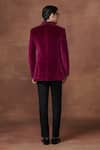 Shop_Raghavendra Rathore Jodhpur_Pink Velvet Plain Regal Bordeaux Tuxedo Jacket_at_Aza_Fashions