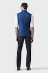 Shop_Raghavendra Rathore Jodhpur_Blue Wool Plain Aristocratic Waistcoat _at_Aza_Fashions