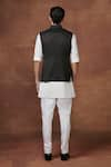 Shop_Raghavendra Rathore Jodhpur_Black Wool Woven Button Down Waistcoat _at_Aza_Fashions