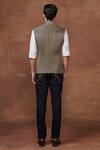 Shop Raghavendra Rathore Jodhpur Grey Wool Lustrous Button Down Waistcoat at Aza Fashions Shop_Raghavendra Rathore Jodhpur_Grey Wool Lustrous Button Down Waistcoat _at_Aza_Fashions