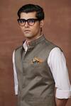 Buy Raghavendra Rathore Jodhpur Grey Wool Lustrous Button Down Waistcoat Online at Aza Fashions Buy_Raghavendra Rathore Jodhpur_Grey Wool Lustrous Button Down Waistcoat _Online_at_Aza_Fashions