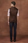 Shop_Raghavendra Rathore Jodhpur_Brown Wool Plain Patch Pocket Waistcoat _at_Aza_Fashions