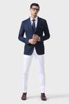 Buy_Raghavendra Rathore Jodhpur_Blue Suiting Plain Summit Series Tuxedo Jacket _Online_at_Aza_Fashions